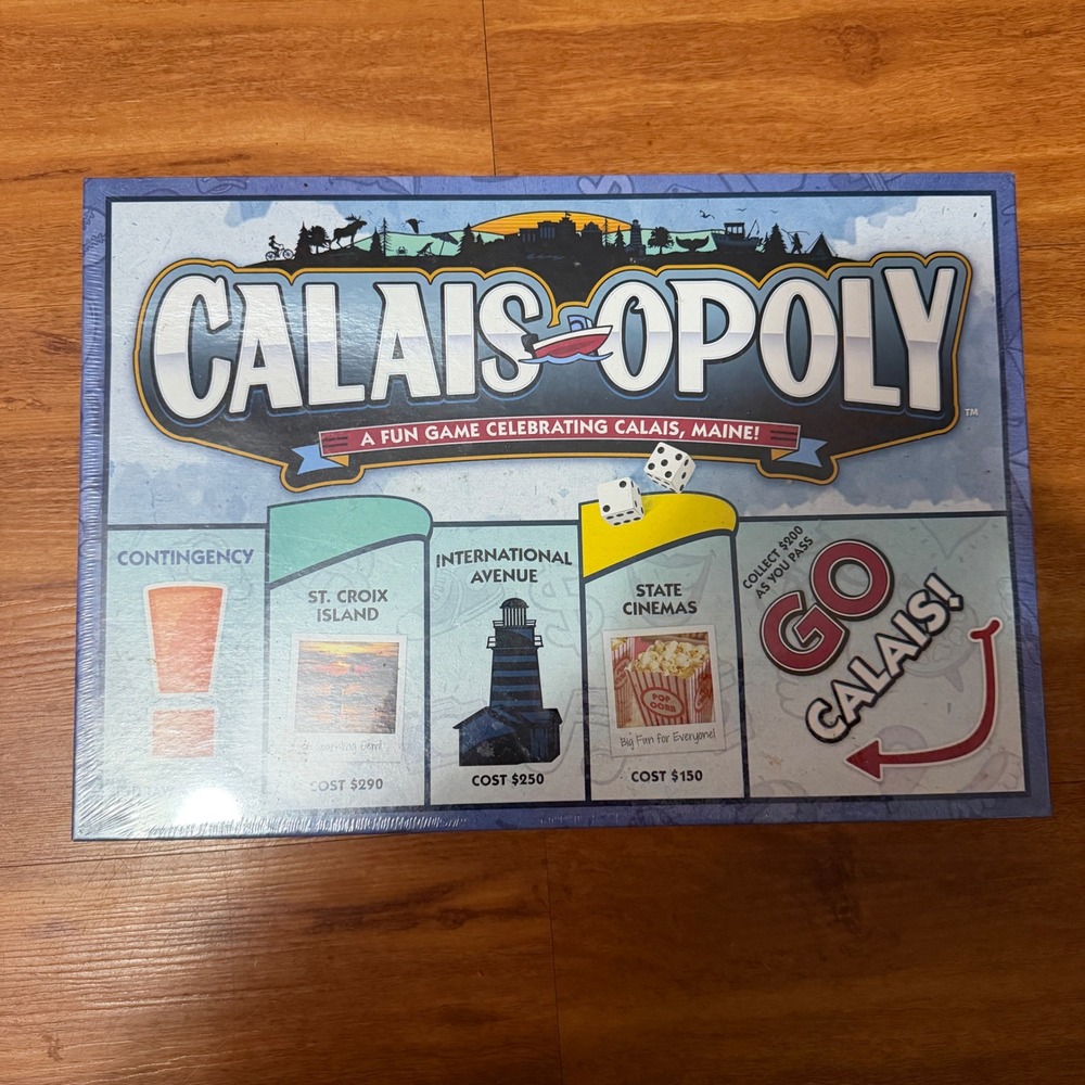 Late for the Sky Calais-Opoly Board Game Calais Maine Theme New Sealed